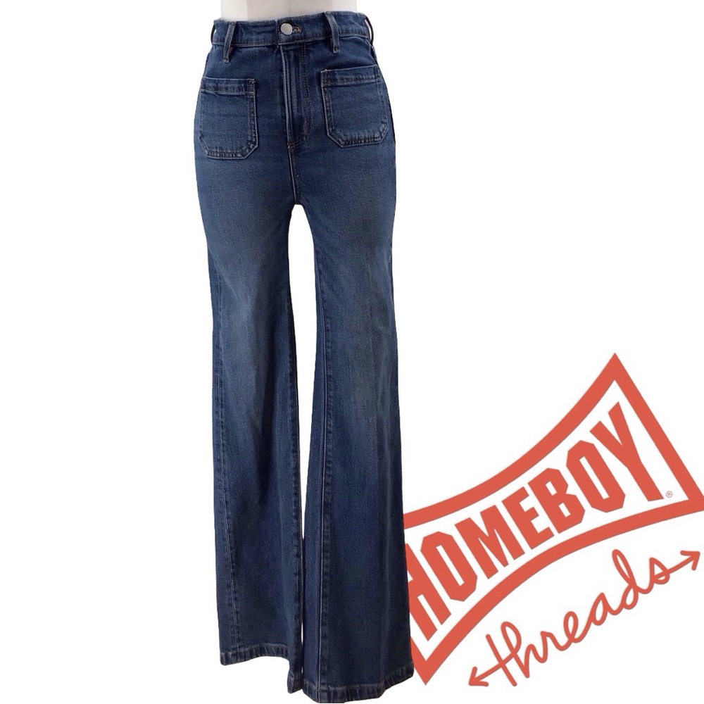 Ann Taylor Dark Blue Flare Wide Leg Jeans